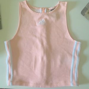 Adidas light pink cropped tank with back zipper
